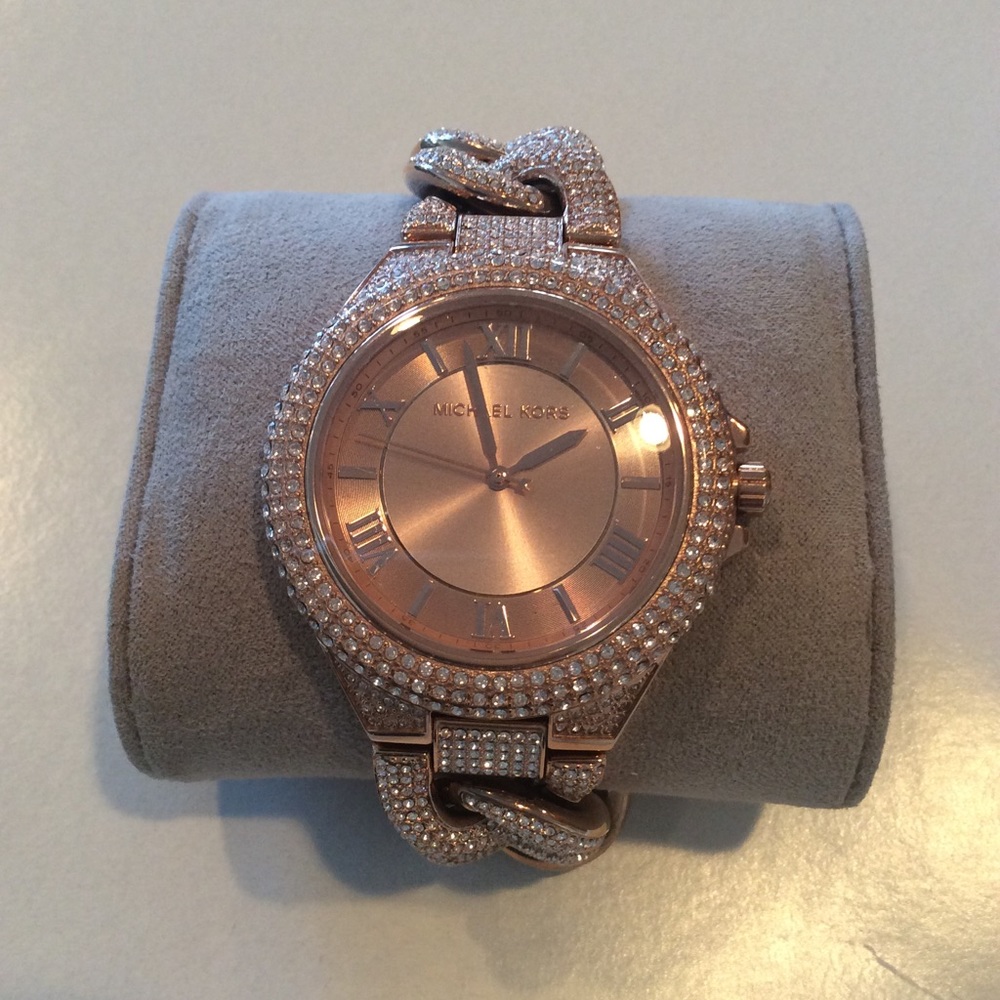 Michael Kors Rose Gold Camille Crystal Pave Watch